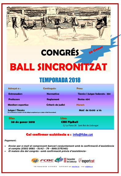 Federació Catalana de Ball Esportiu > Formació > Inscripcions Congrés de Ball Sincronitzat Federació Catalana de Ball Esportiu > Formació > Inscripcions Congrés de Ball Sincronitzat