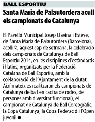 Campionats de Catalunya 2014 (Estil Internacional) al Mundo Deportivo  | Federaci Catalana de Ball Esportiu